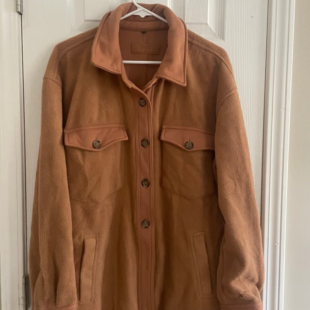 Blank NYC womens "Let's Get Lost" Fleece Blend Shacket, Large, Brown, A61 - Picture 8 of 13